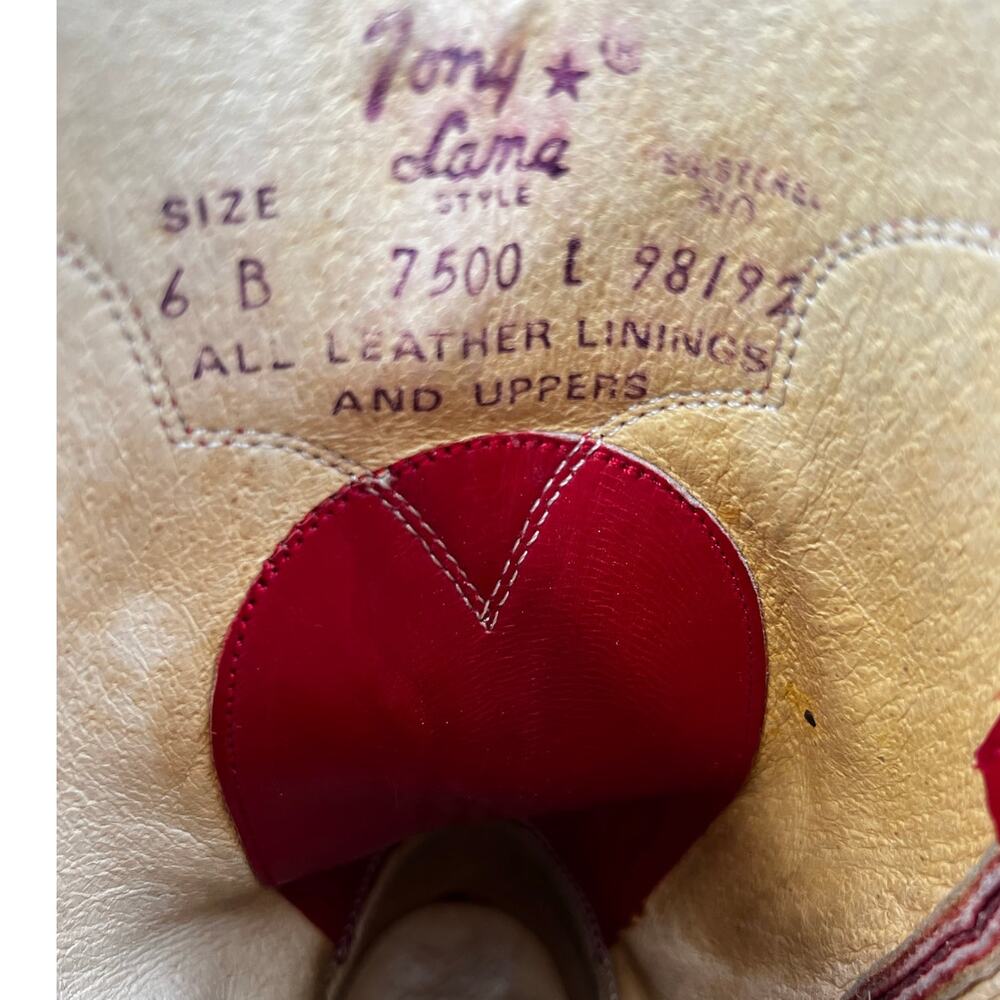 Vintage Tony Lama Women’s Red Leather Roper Cowgirl Boots Size US 6 - Picture 10 of 11